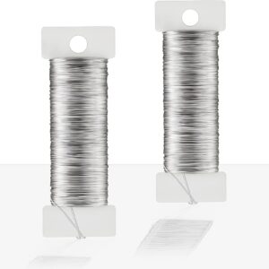 WENXINWIN 0.3 mm x 100 m Craft Wire Thin, Silver Jewellery Wire, 2 Rolls of Wire for Crafts for Jewellery Making, Crochet, DIY Crafts, Bouquets, Tying & Knotting (50 m Roll)
