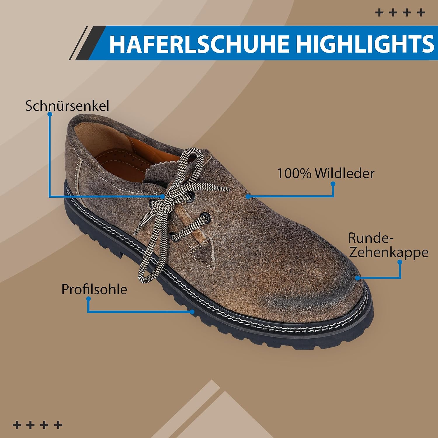 German Wear Haferlschuhe Traditional Shoes, Original, Handmade, Leather Shoes, Made of Suede, Genuine Leather Shoes, with 2 x Laces – Bild 4