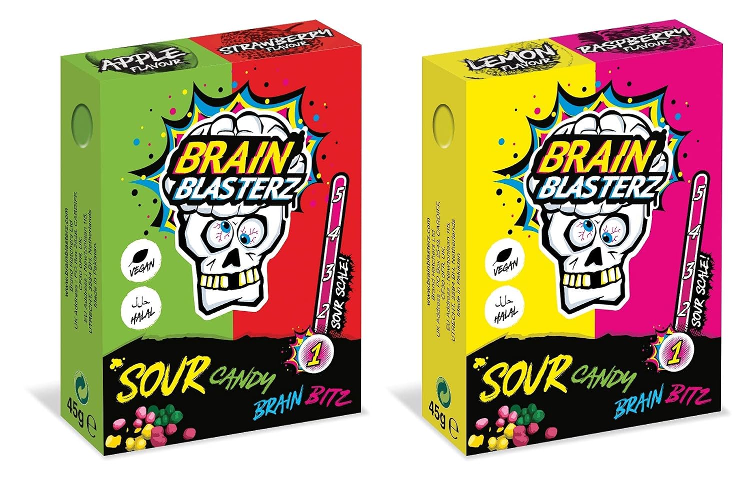 Brain Blasterz Sour Candy Small Gift Box, Brain Breakerz, Chew Bar, Lollipops, Sour Gum, Apple, Strawberry, Watermelon, Cola, Lemon, Orange, Halloween Candy – Bild 5