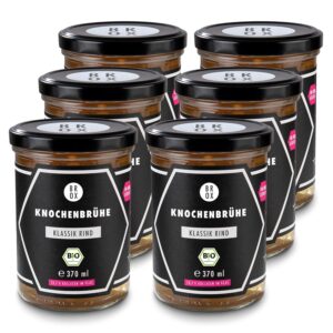 Brox Bone Broth Beef Organic [6 x 370 ml] – 24 Hours Cooked, Germany – Collagen & Amino Acids – Beef Broth from Pasture Farm – Premium Bone Broth