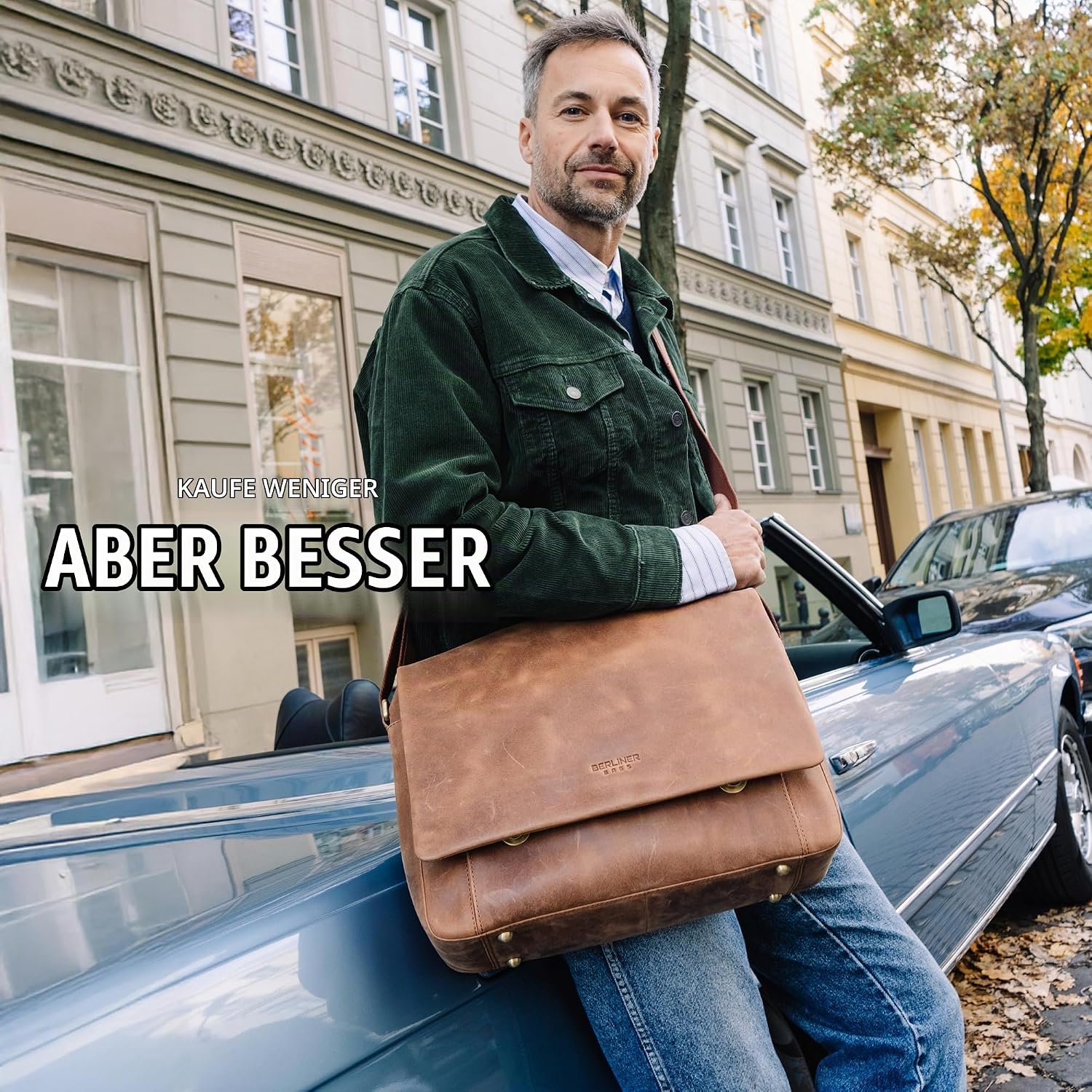 Berliner Bags P-Berg Vintage Leather Messenger Bag Brown – Bild 9