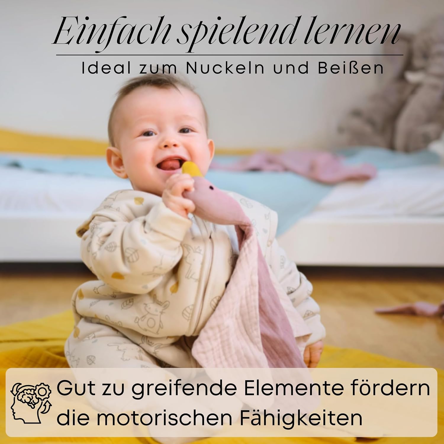 Baby Muslin Comforter - Organic Cotton & Oeko-Tex - Cuddly Toy Duck - Gift for Birth, 4-Ply, Extra Soft, for Newborns, Boys & Girls, Washable, as a Cuddle Blanket – Bild 3
