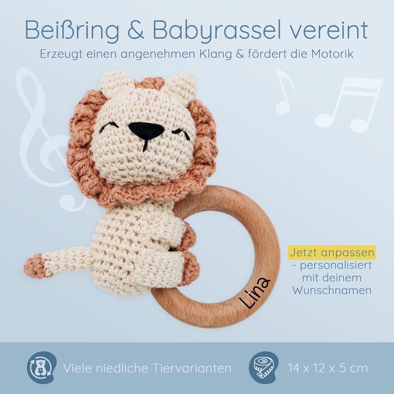 Bärenfreunde Grasping Toy, Baby Rattle, Teething Ring Baby Personalised – Bild 6