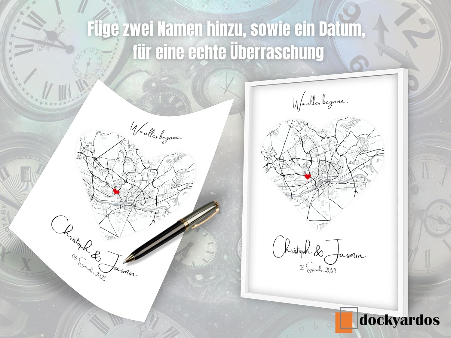 dockyardos Personalised Coordinate Poster "Where Everything began" | Gift for Couples, Girlfriend or Wife | Individual Wall Picture for Anniversary, Valentine's Day & Birthday – Bild 5