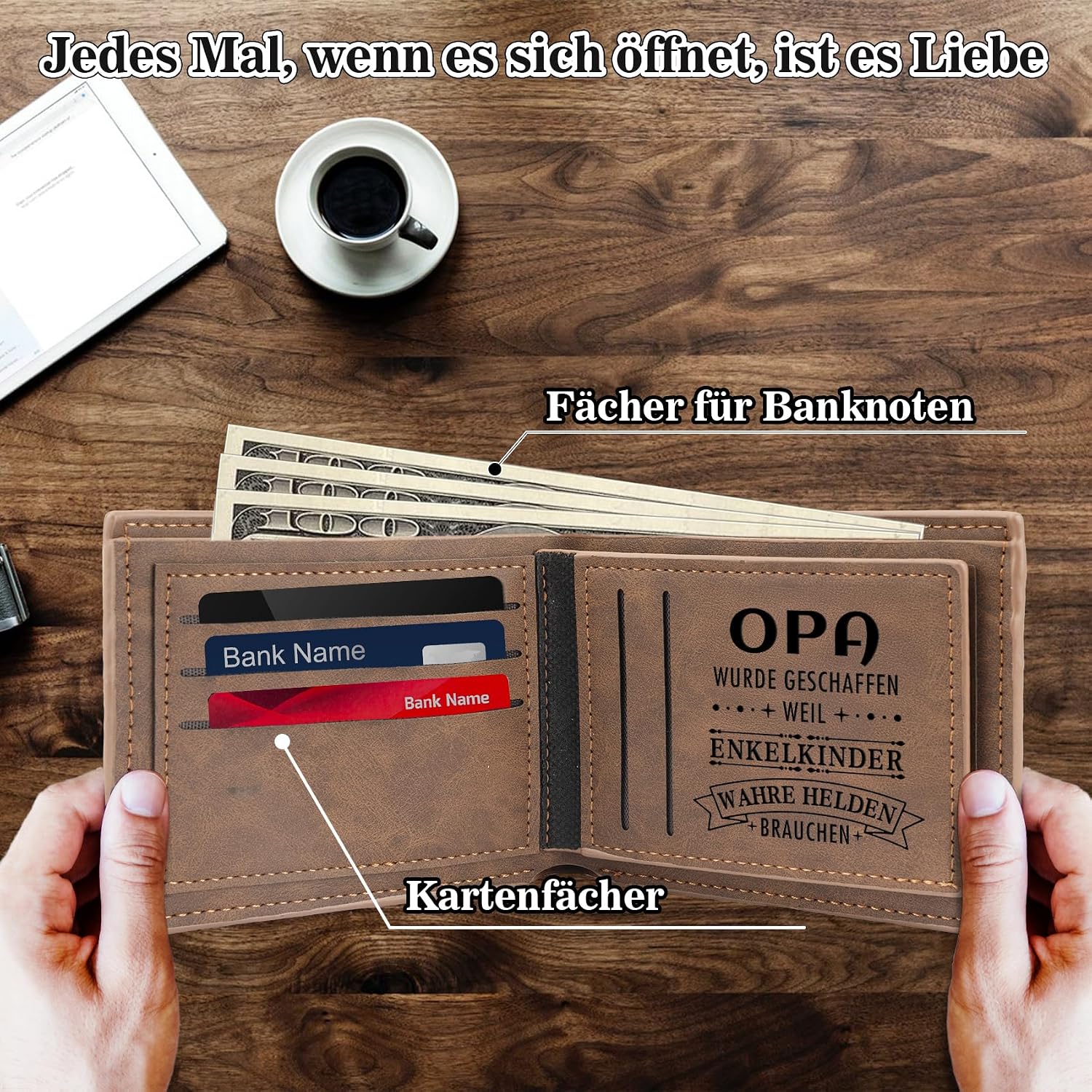 Grandpa Gift Father's Day Wallet Best Grandpa Gift Grandpa Birthday Meaningful Gifts for Grandpa Gift Set Gift Ideas Father's Day Gift Christmas Easter Valentine's Day Men Gifts, Super Grandpa – Bild 4