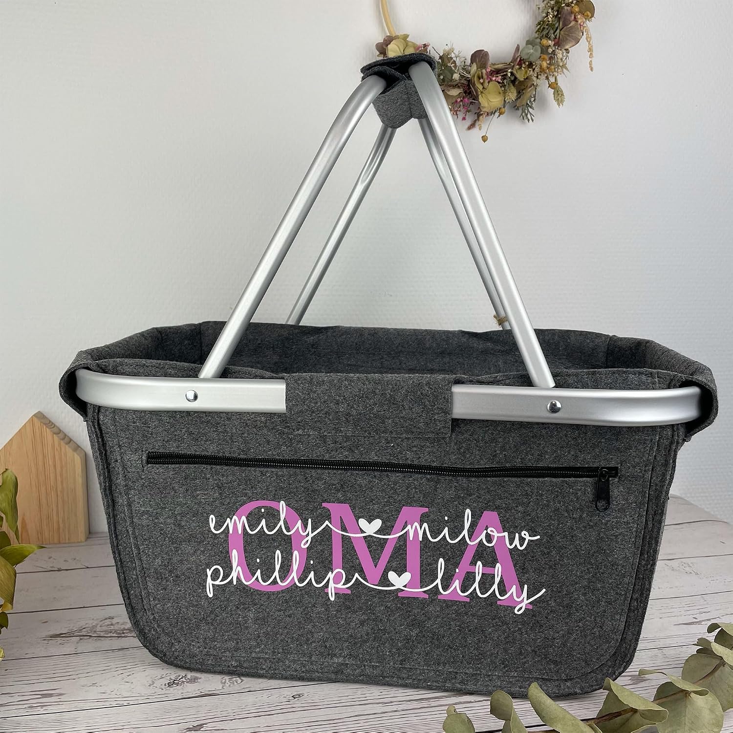 Gift Mum | Shopping Basket Personalised I Felt Basket Gift Idea Grandma for Birthday | Birth Baby Children's Name Mother's Day (Felt Basket) – Bild 3