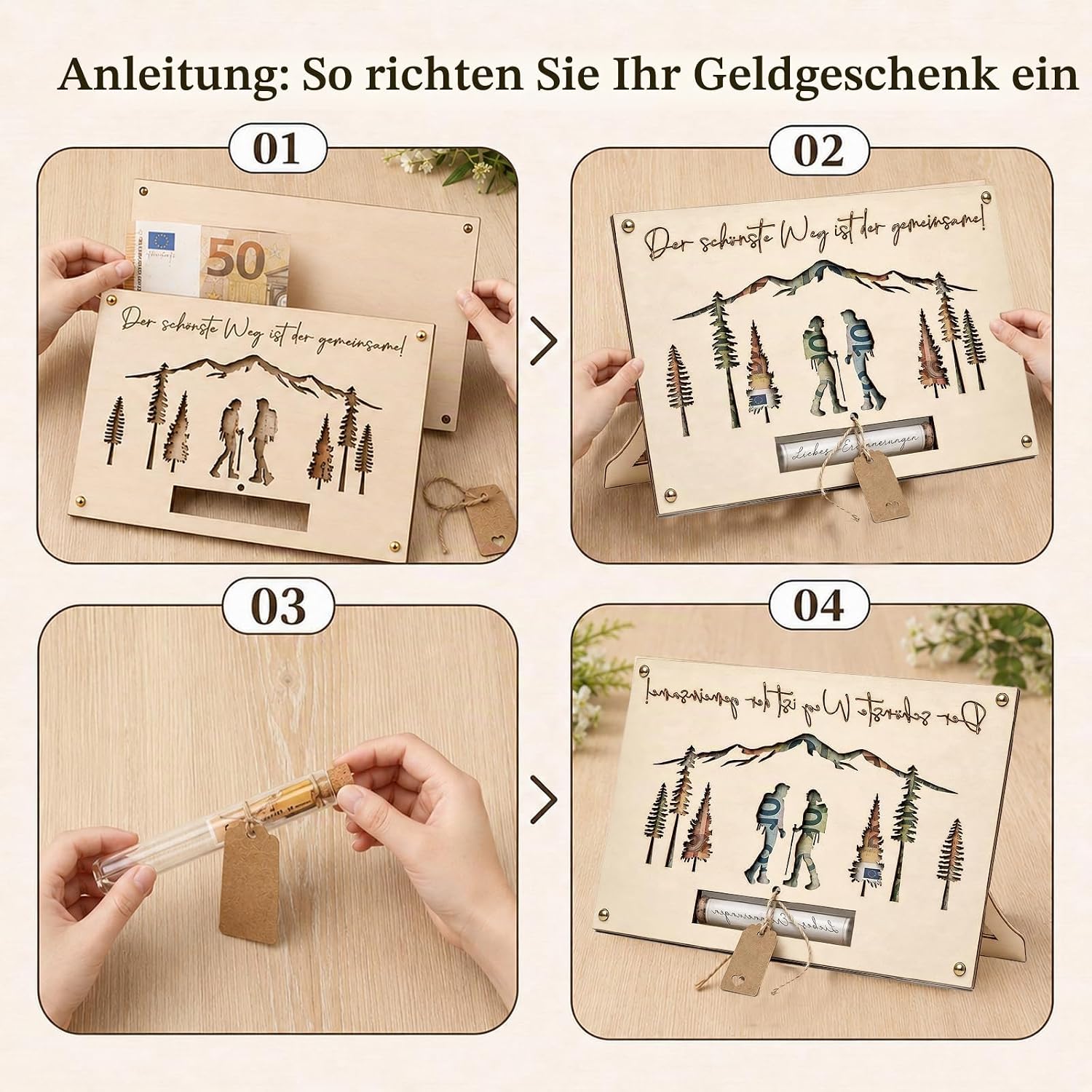 Wooden Wedding Money Gift with Test Tube – Bild 4