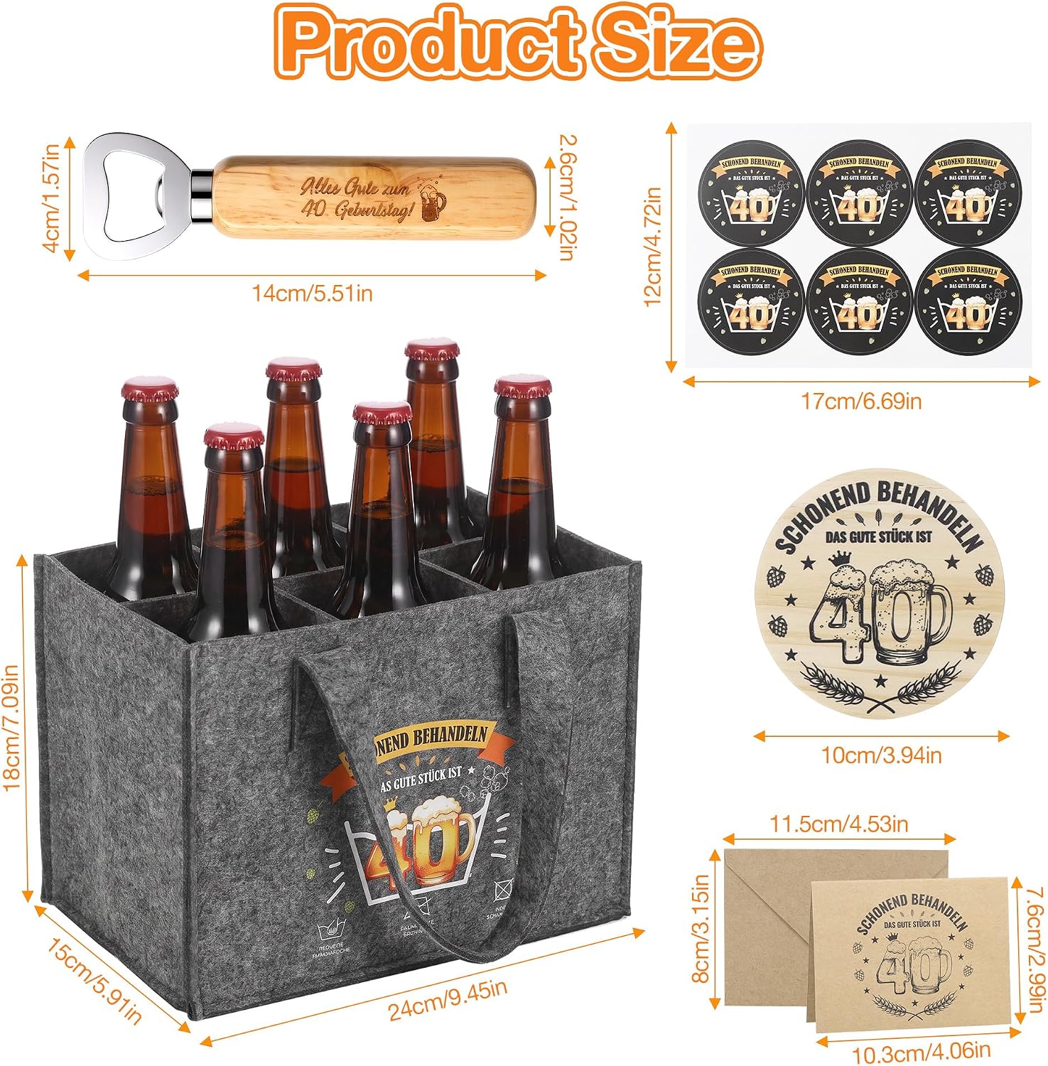 Zocipro Felt Beer Handbag 6 Bottle 40th Birthday Gift – Bild 2