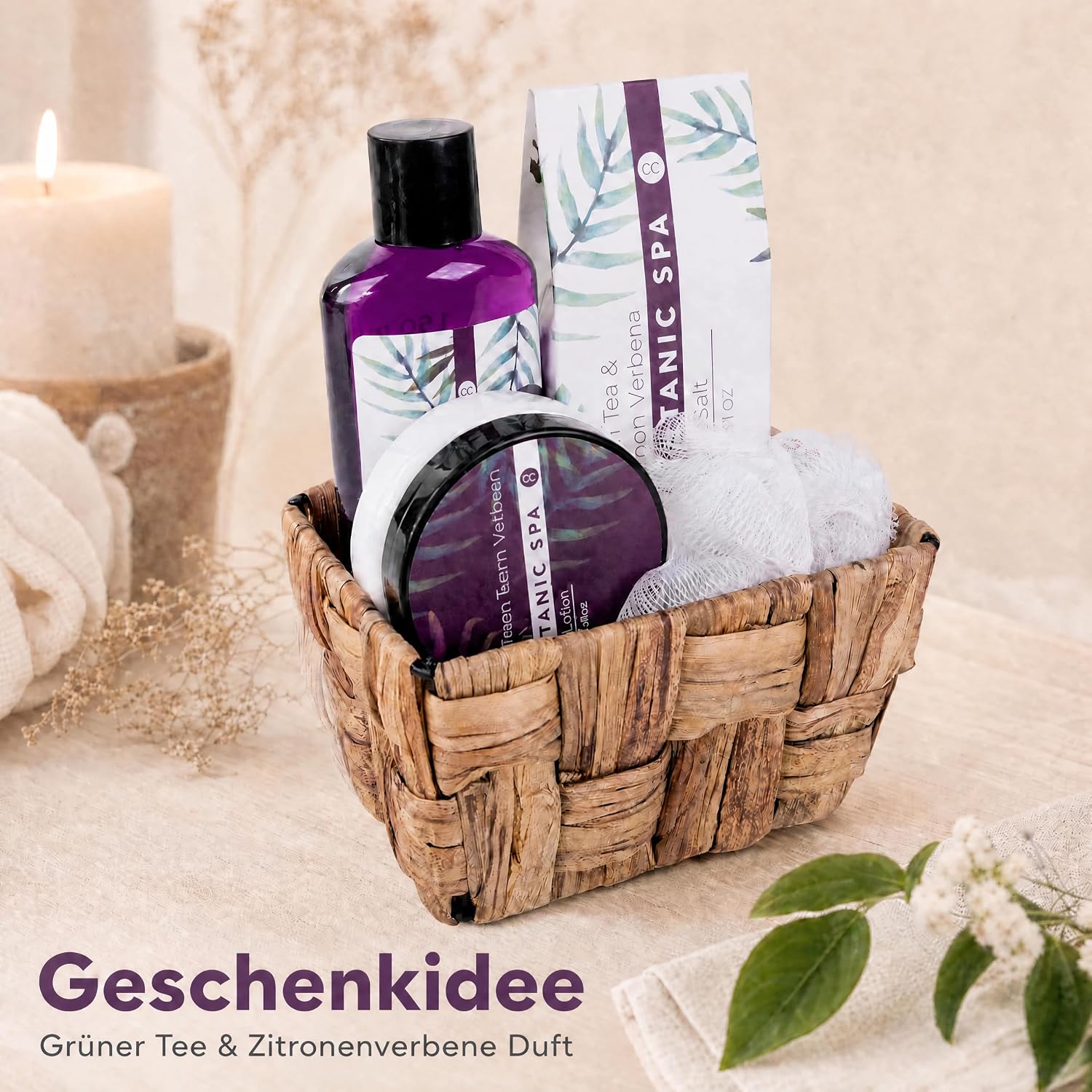 Accentra Botanic Spa Gift Set in Decorative Seagrass Basket - 5-Piece Bath and Shower Set, Best Gift for Birthday, Valentine's Day, etc. – Bild 2