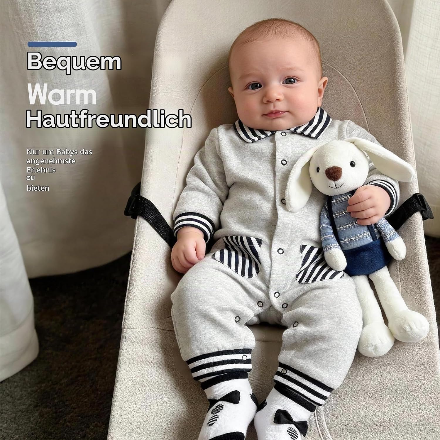 Baby Gift Boys Newborn Gifts for Birth with Baby Romper / Rabbit Cuddly Toy / Bib / Socks / Muslin Blanket Nappy Cake Gift Box Baby Shower Party Gender Reveal Gift – Bild 4