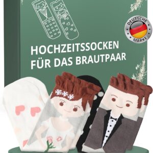 HOCHZEITSHELD Wedding Socks as Wedding Gifts for Bride and Groom - 2 Pairs of Wedding Socks for Bride and Groom with Motif as a Funny Gift Wedding Small Item - Wedding Gift Ideas, Wedding