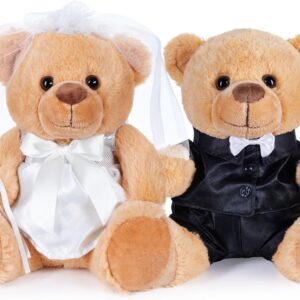 BRUBAKER Teddy Bear Wedding Couple - 25 cm Bride and Groom Teddy Set