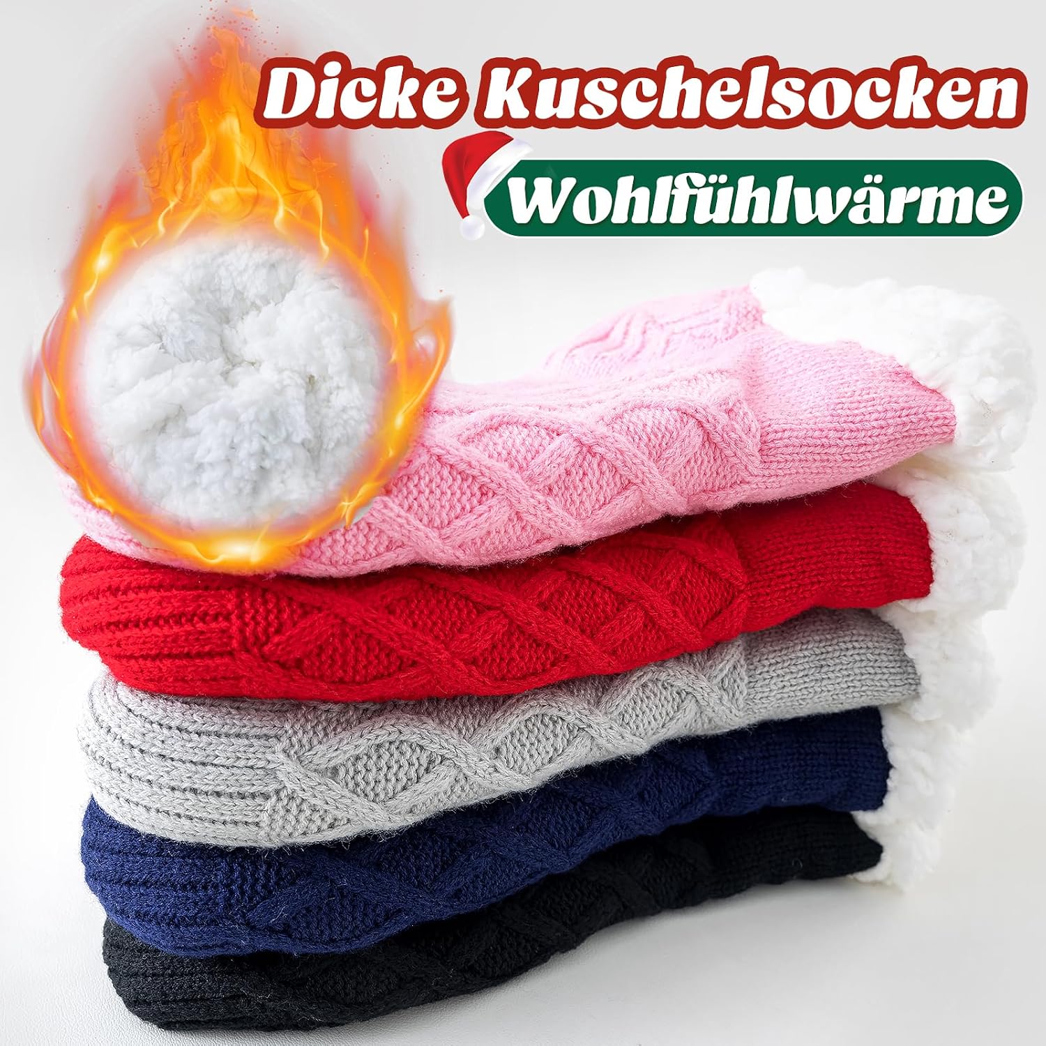 Niorasen Cuddly Socks for Men and Women, Thick Fluffy Socks with Grippers, Soft Warm Winter Hut Socks, House Socks, Stopper Socks, Women Gift, Birthday, EU 36-44, 1 Pair – Bild 4