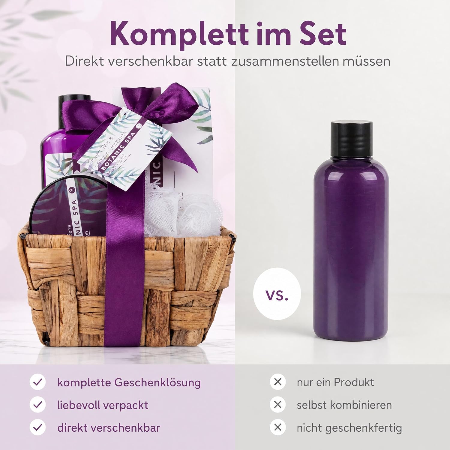 Accentra Botanic Spa Gift Set in Decorative Seagrass Basket - 5-Piece Bath and Shower Set, Best Gift for Birthday, Valentine's Day, etc. – Bild 7