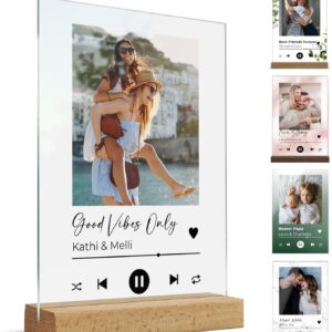 Song Cover Glass Picture with Photo - Acrylic Glass - Title and Music Album - Spotify with Music Title, Name or Other Dedication - Perfect as a Gift Idea for Partner Friend Family - Wall Decoration