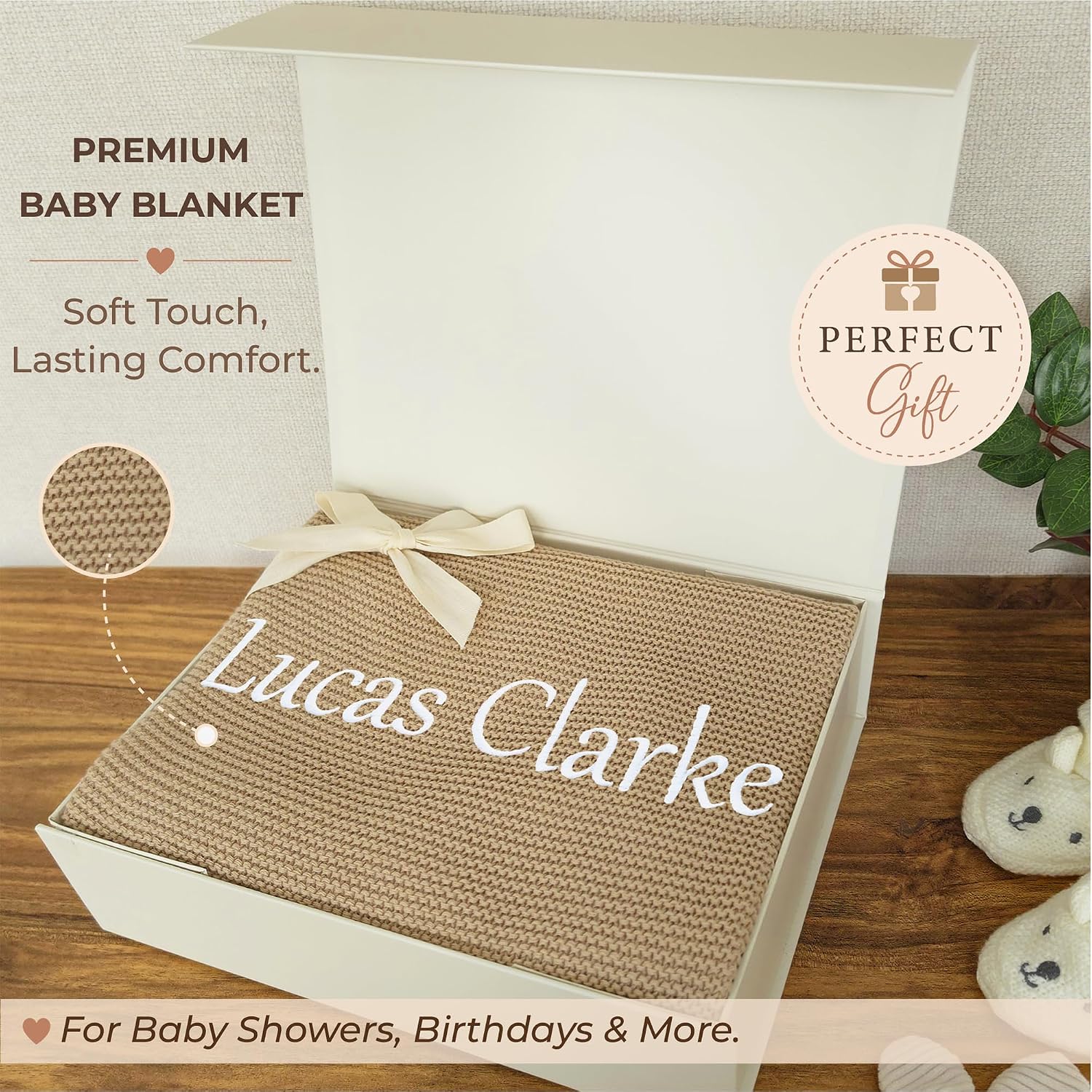 Baby Blanket Embroidered with Name 100 x 80 cm 100% Cotton – Bild 7