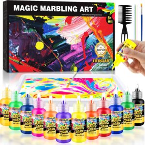 Titoclar Water Marbling Paint for Children – Easter Gifts Children – Craft Set Children Girls from 6 Years, Gift Girls Boys 6 7 8 9 10 11 12 Years, Games Toy from 5 Years (10 Colours)