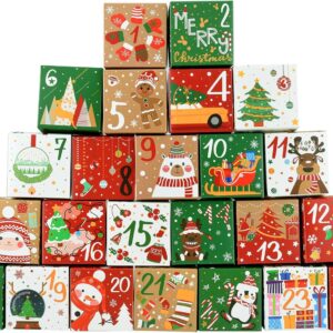TAIYOU Pack of 24 Christmas Calendar Boxes 7 cm Advent Calendar for Filling Christmas Paper Boxes Advent Calendar Sweets Box Christmas Cookies Boxes Gift Boxes