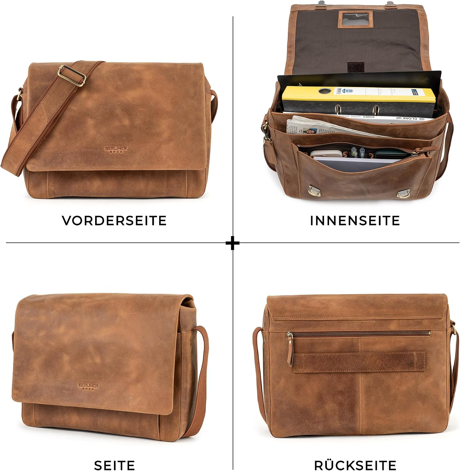 Berliner Bags P-Berg Vintage Leather Messenger Bag Brown – Bild 6
