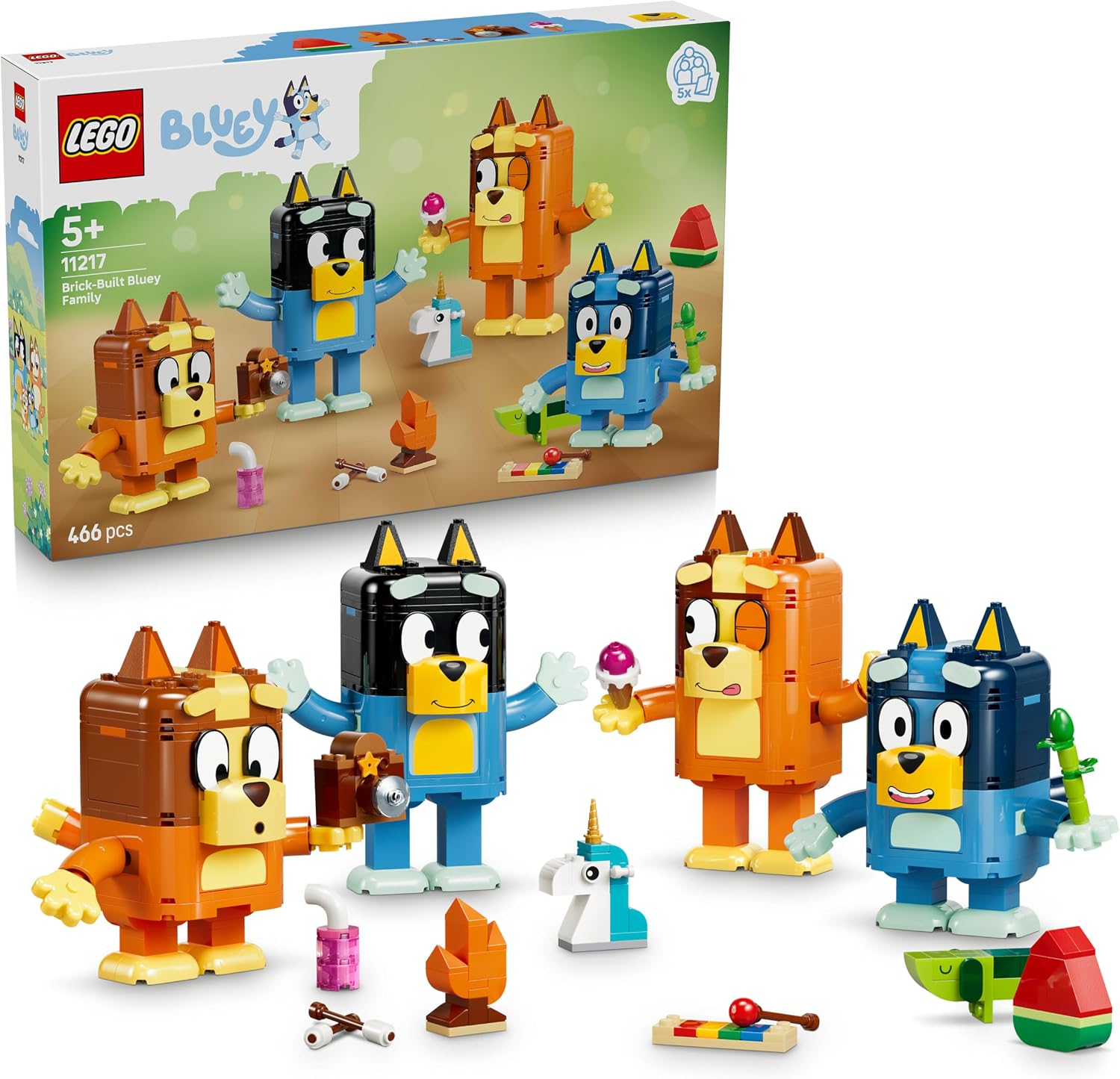 LEGO Blueys Family Stones - Educational Toy Including 4 Figures with Different Facial Expressions and Accessories - Montessori Set - Birthday Gift for Girls and Boys from 5 Years - 11217