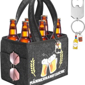 Funny Men’s Handbag Beer, Carry Bag Bottle Carrier for 6 Bottles, Beer Gifts for Men with Bottle Opener, Beer Gifts Bottle Bag Felt for Men, Dads and Beer Lovers