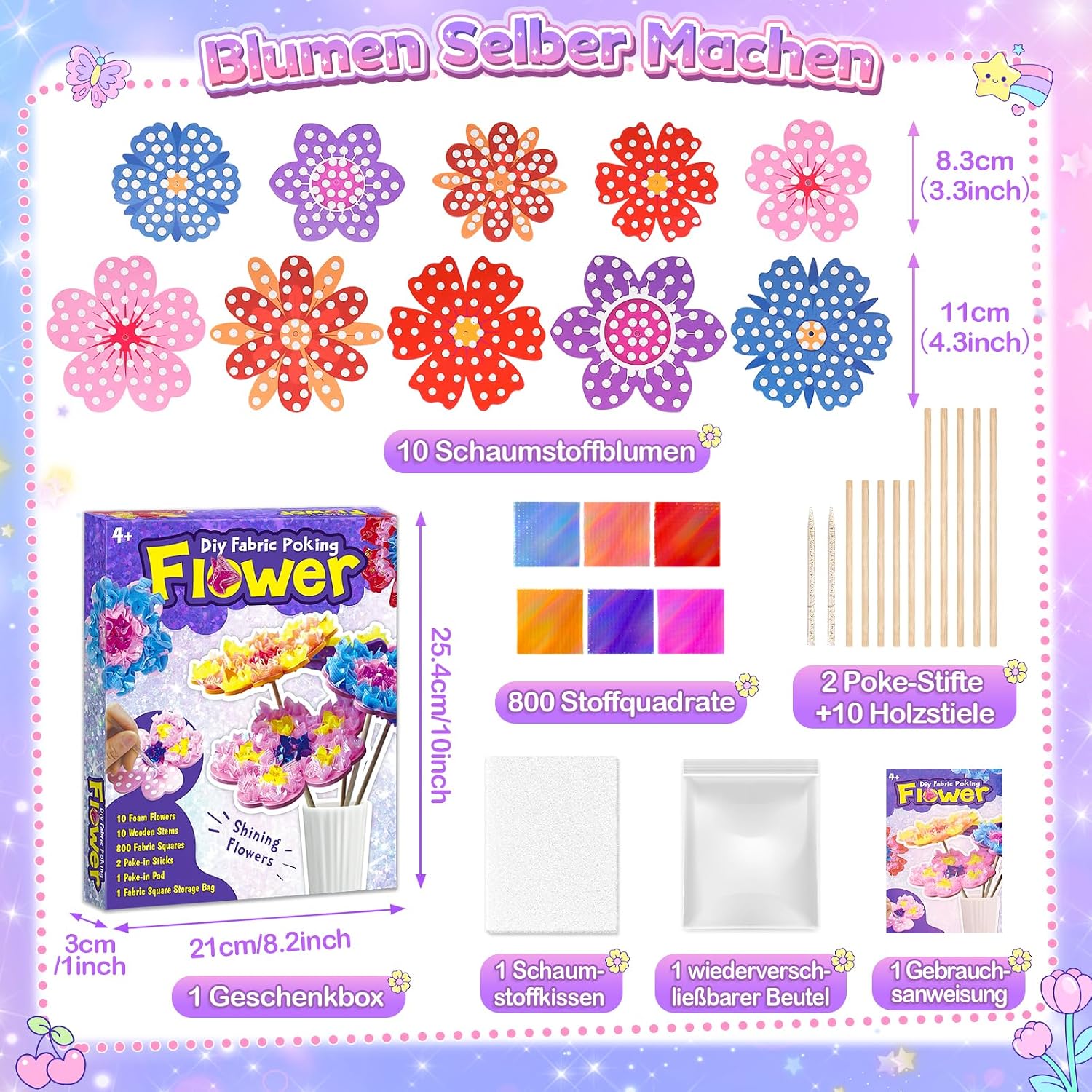 Gift Girls 5 6 7 8 Years Creative Flowers Craft Set Children from 6-8 Years – Bild 7