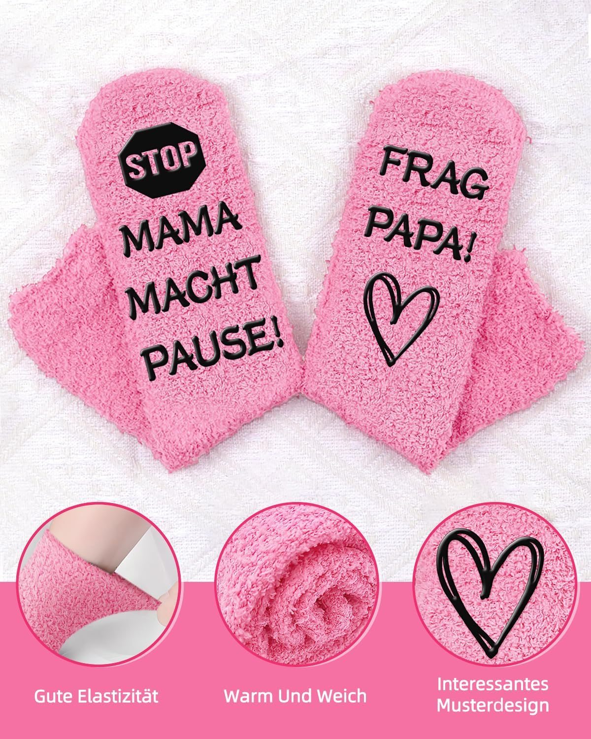 Socks Gift Mum 38-41 Non-Slip Cotton Funny Socks Women Mama Makes Break! Frag Papa! Gift for Women for Valentine's Day, Mother's Day – Bild 5