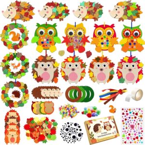 Autumn Craft Set for Children DIY with Owl Hedgehog Wreaths Creative Set