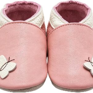 Mejale Baby Crawling Shoes Cowhide Leather with Suede Sole