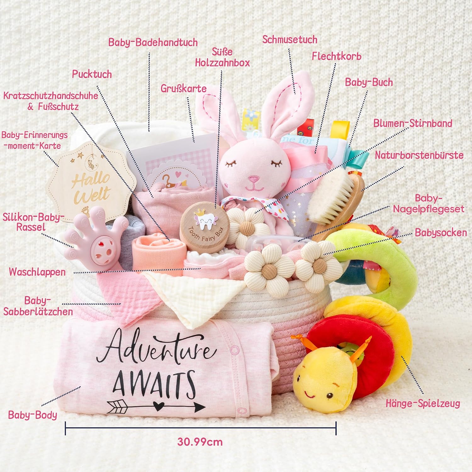 New Born Gift 24 Pieces New Baby Gift Pink – Bild 7