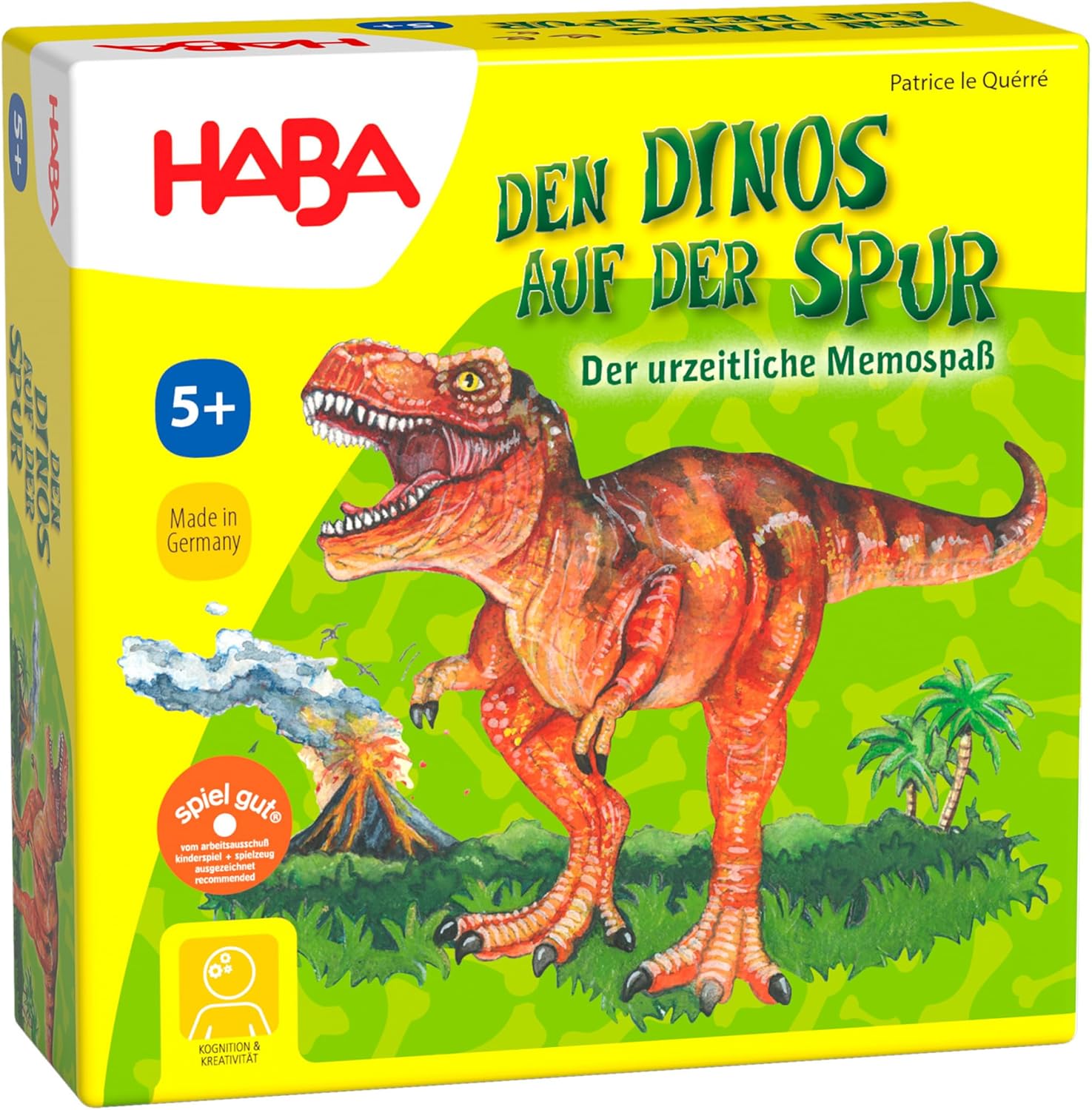 HABA The Dinos on the Trail - Exciting Dino Board Game for the Whole Family - Prehistoric Memo Children's Game with Wooden Figures - Great Gift Game for 2-4 Players