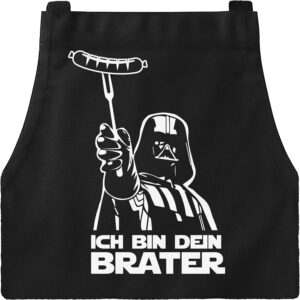 MoonWorks® BBQ Apron for Men with Saying “Ich Bin Dein Brater” Cotton Apron Cooking Apron Barbecue BBQ Meat Summer