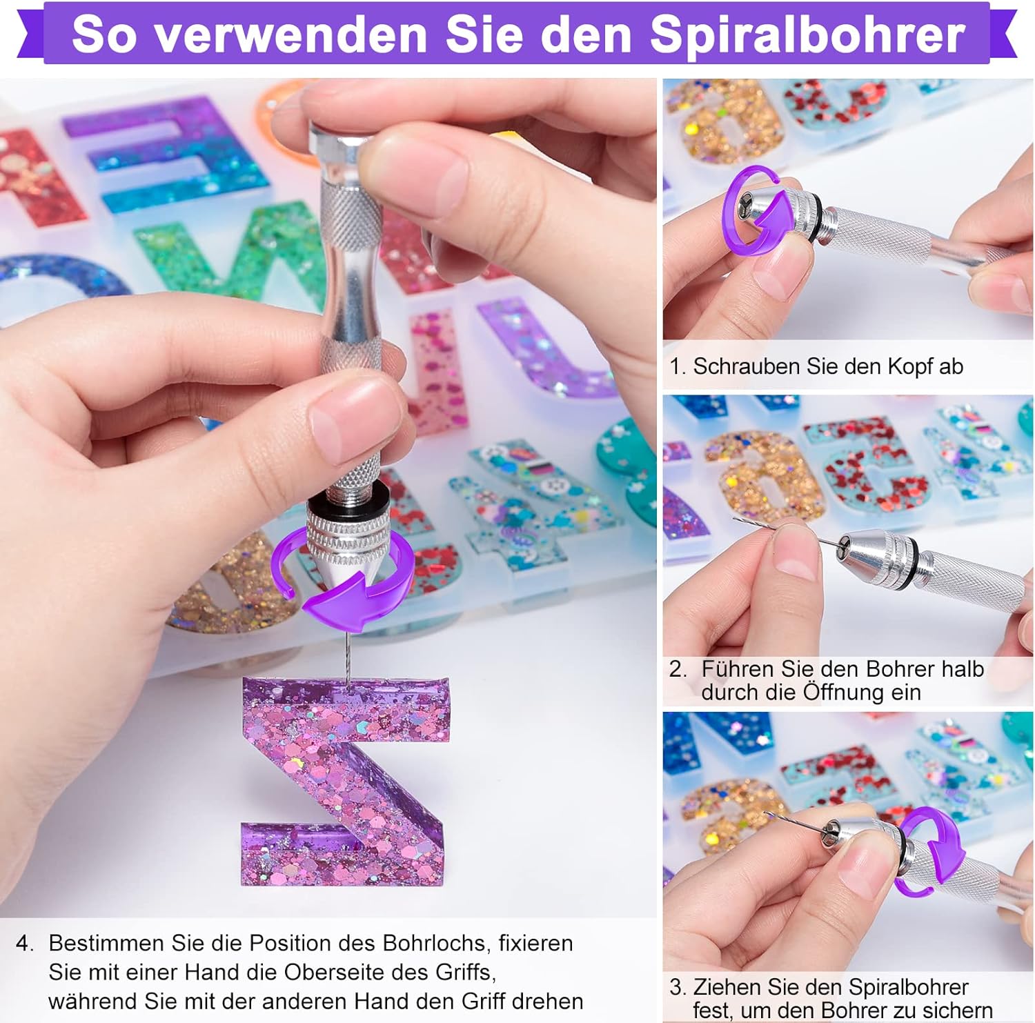 AOLLEN Epoxy Resin Set Beginners with Letter Shapes for Key – Bild 8