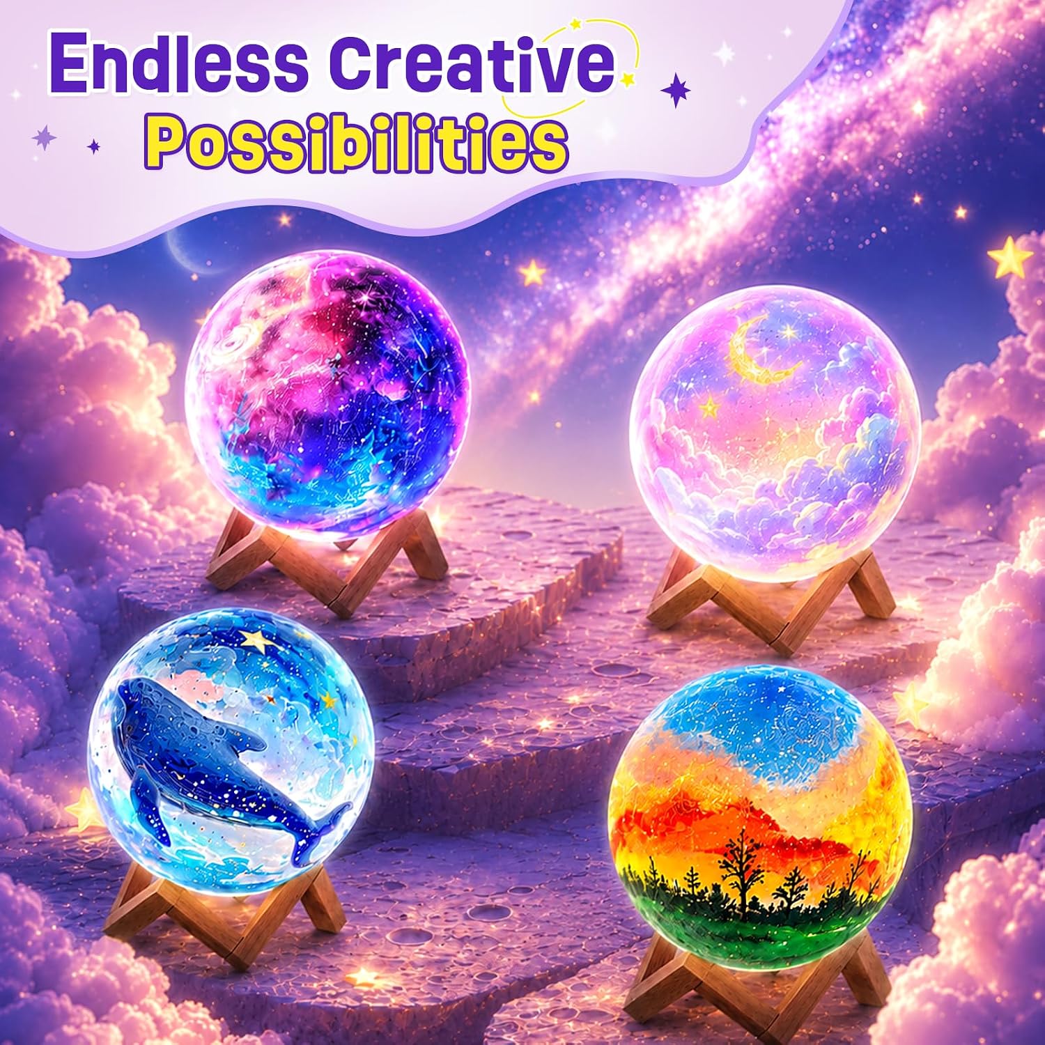 Moon Lamp Craft Set Children Moon Lamp Painting Set Gift Girls 6-12 Years – Bild 2