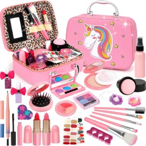 Flybay Children’s Make-Up Set Girls, Washable Make-Up Children’s Vanity Case Girls Toy Primary School Children Makeup Set Birthdays Christmas Gifts for Children 3 4 5 6 7 8 9 10 Years