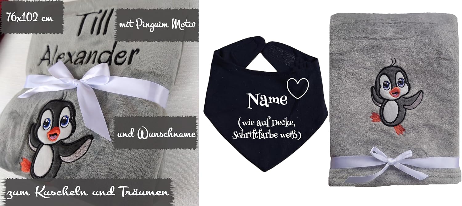 Baby Blanket with Embroidered Name + Encore, Cuddly Blanket Personalised as a Gift for Baby, Christening & Birth for Newborn Boys and Girls – Bild 6