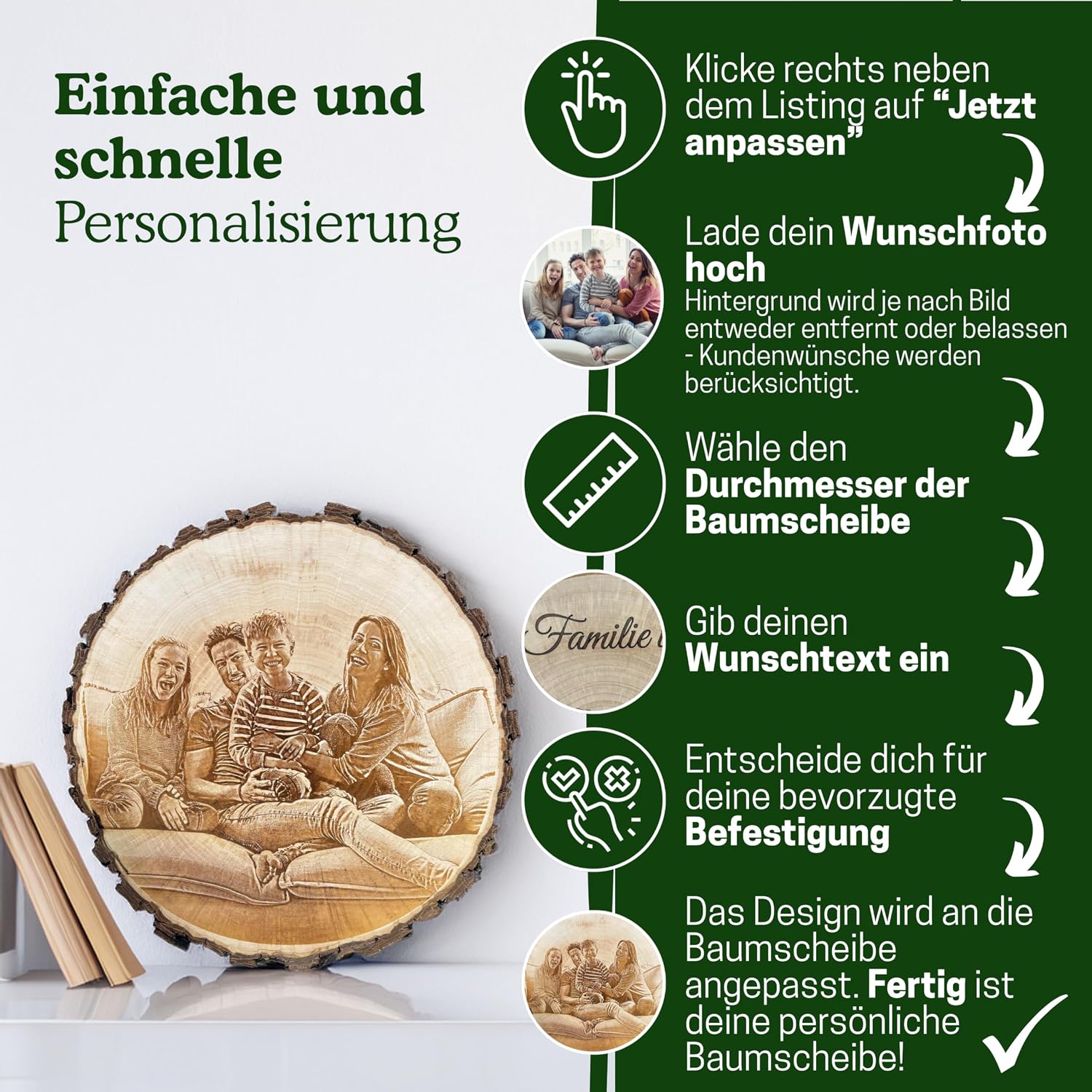 Personalised Photo Engraved Tree Slice - Custom Photo Gift – Bild 6