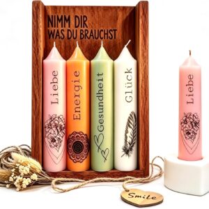 Candle Gift Set for Women, Girlfriend, Best Friends, Mother, Sister, Grandma, Girls, Candle Set with Saying Gift Heart Candle Holder Wooden Box, Birthday Wedding