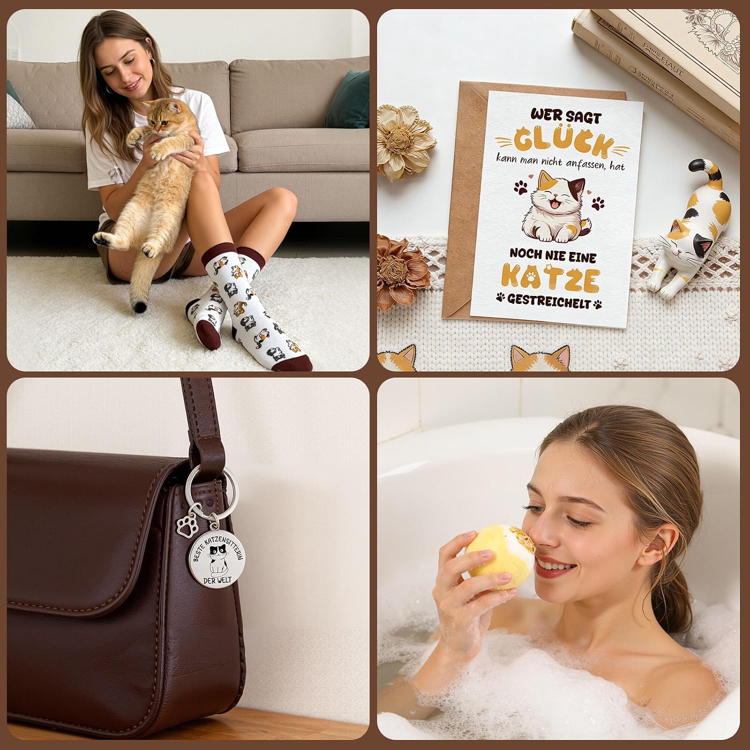 TUZELIYA Gifts for Cat Lovers - Cute Cat Gift Set with Cat Drinking Cup Cat Socks Scented Candle Birthday Gift for Women Girlfriend Girls – Bild 5