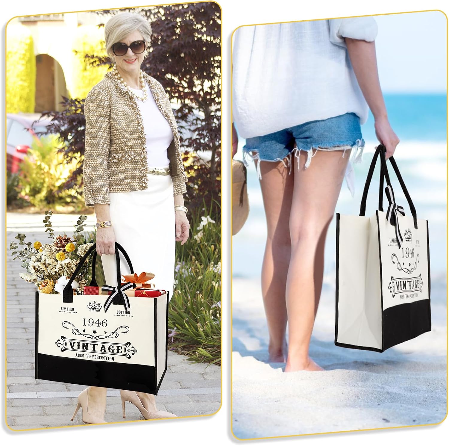 80th Birthday Gift for Women Vintage 1946 Tote Bag Makeup Bag – Bild 6