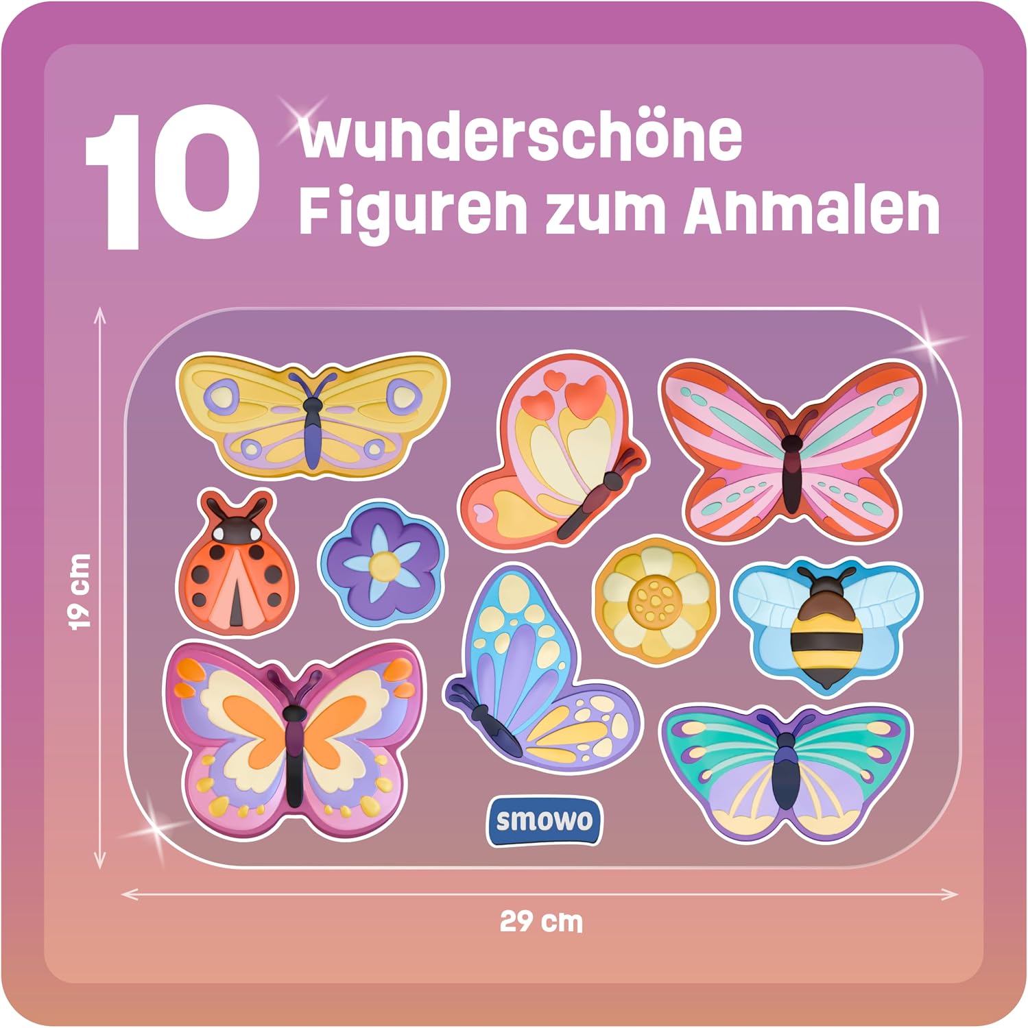 Smowo 10 Butterfly Plaster Figures for Casting and Painting, Girls' Craft Set for Casting Plaster with 10 Figures for Children, Gift for Crafts – Bild 2