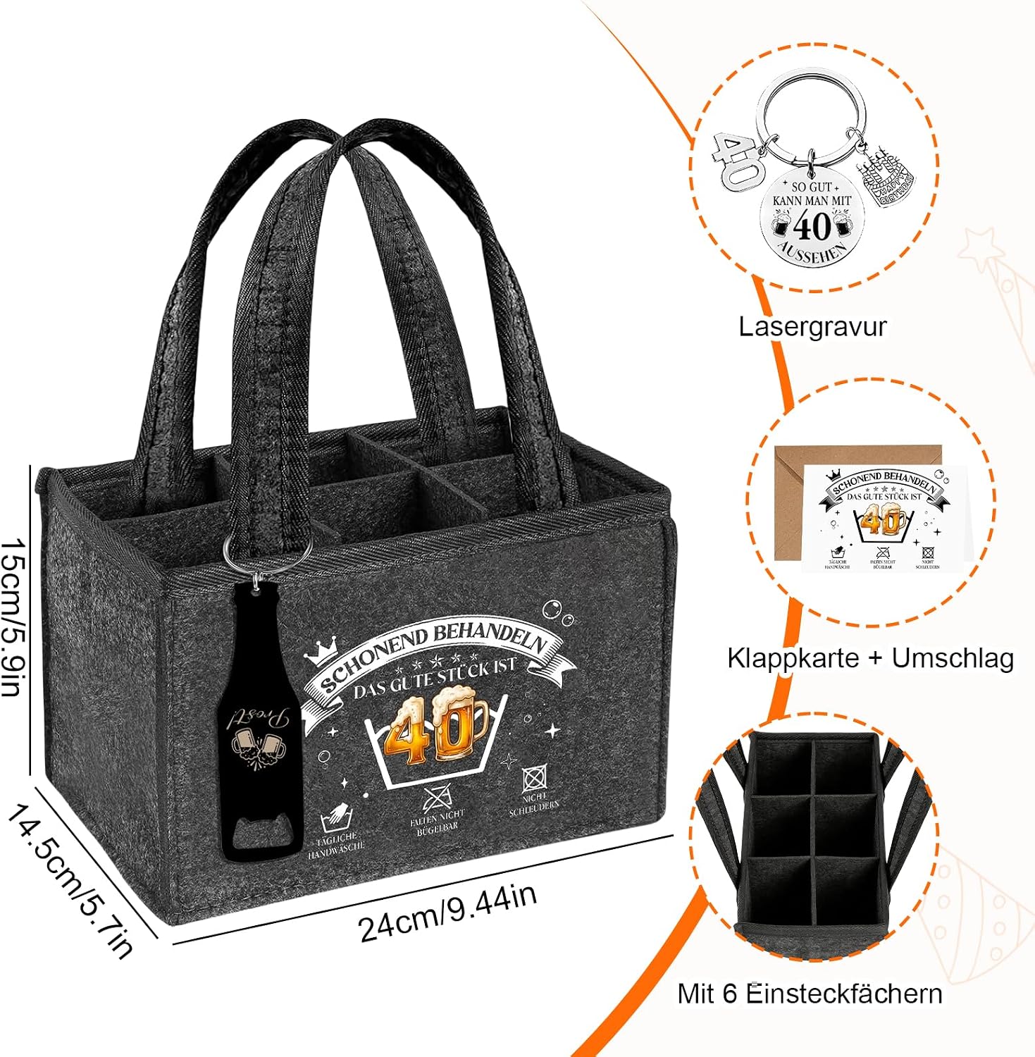Men's Handbag Beer Gift Set, 40th Birthday Men, for 6 Bottles of Beer – Bild 3