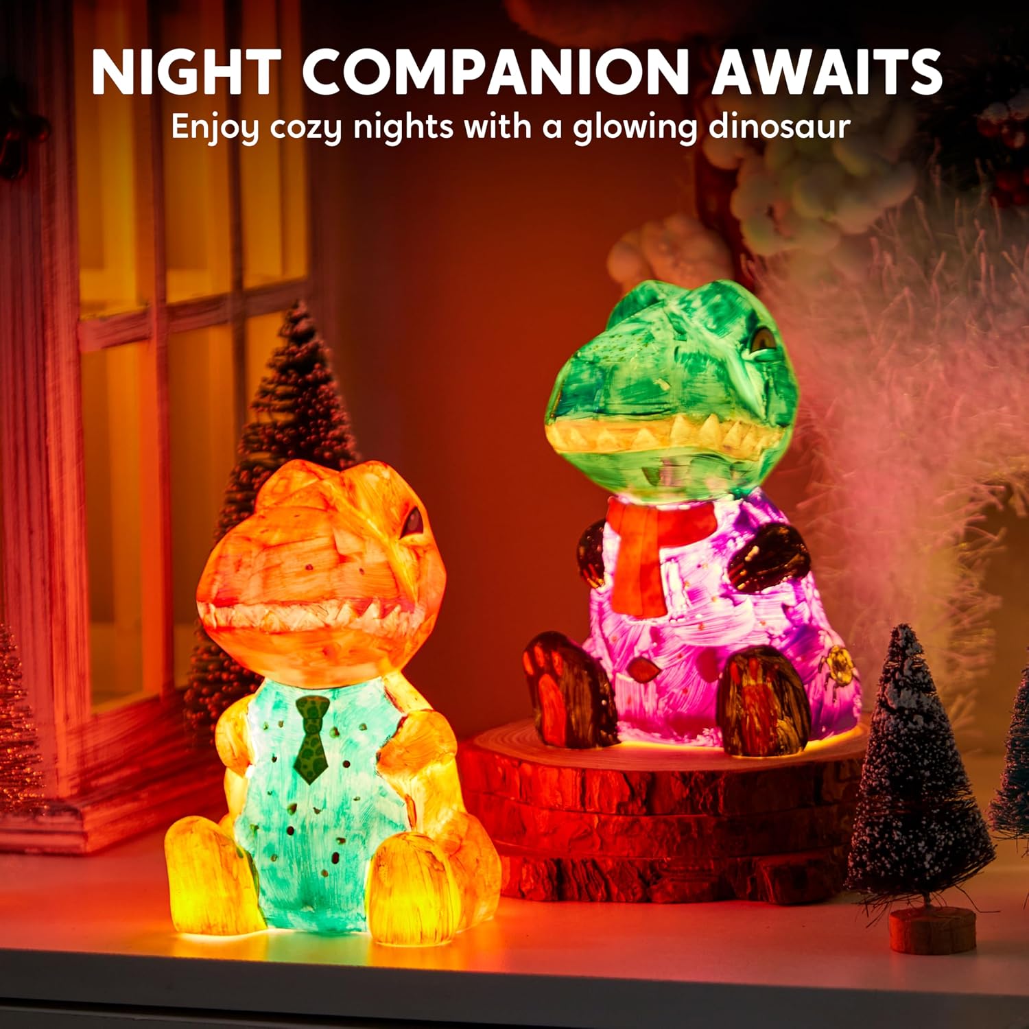 Klever Kits Dinosaur Lamp Craft Set Children from 6+ Years, Craft Girls from 6 7 8 9 10 11 12 Years, Creative Gifts for Girls and Boys, Dino Toy Children, DIY Dino Lamp Painting Set – Bild 2