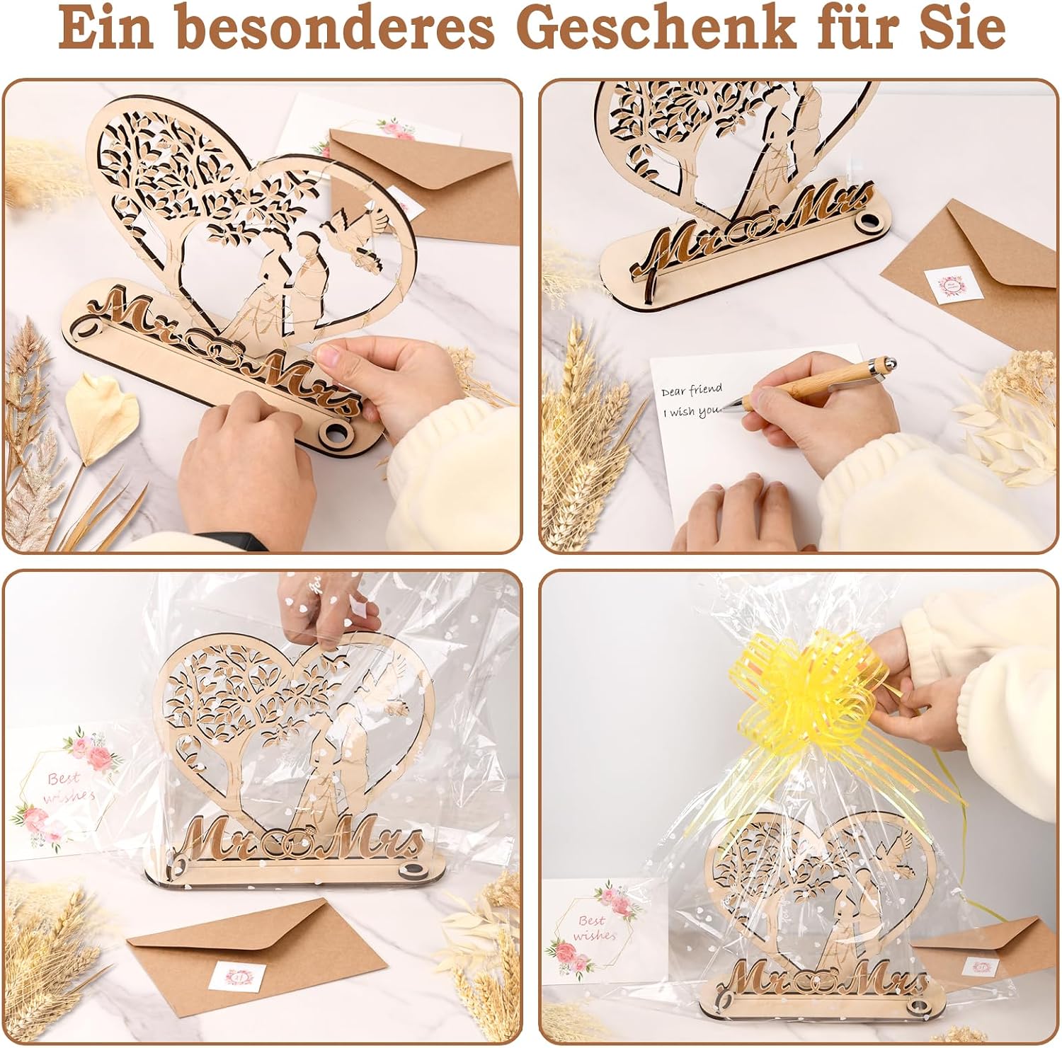 Money Gift Wedding Wooden with LED Fairy Lights, Wedding Gift Heart Tree – Bild 4