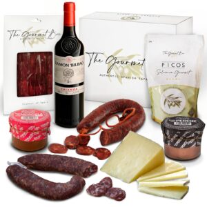 Gourmet Box | Gift Basket Spanish Specialities - Tapas | Gourmet Gift | Gift Basket - Ham & Salchichon & Chorizo | Spanish Delicacies | Gift for Men & Women | Food Basket |