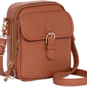 Mobile Phone Case for Hanging, Vintage Leather Crossbody Bag for Women with 10 Card Slots, Small Mobile Phone Shoulder Bag with Adjustable Shoulder Strap, Multiple Pockets, Handbag for Women