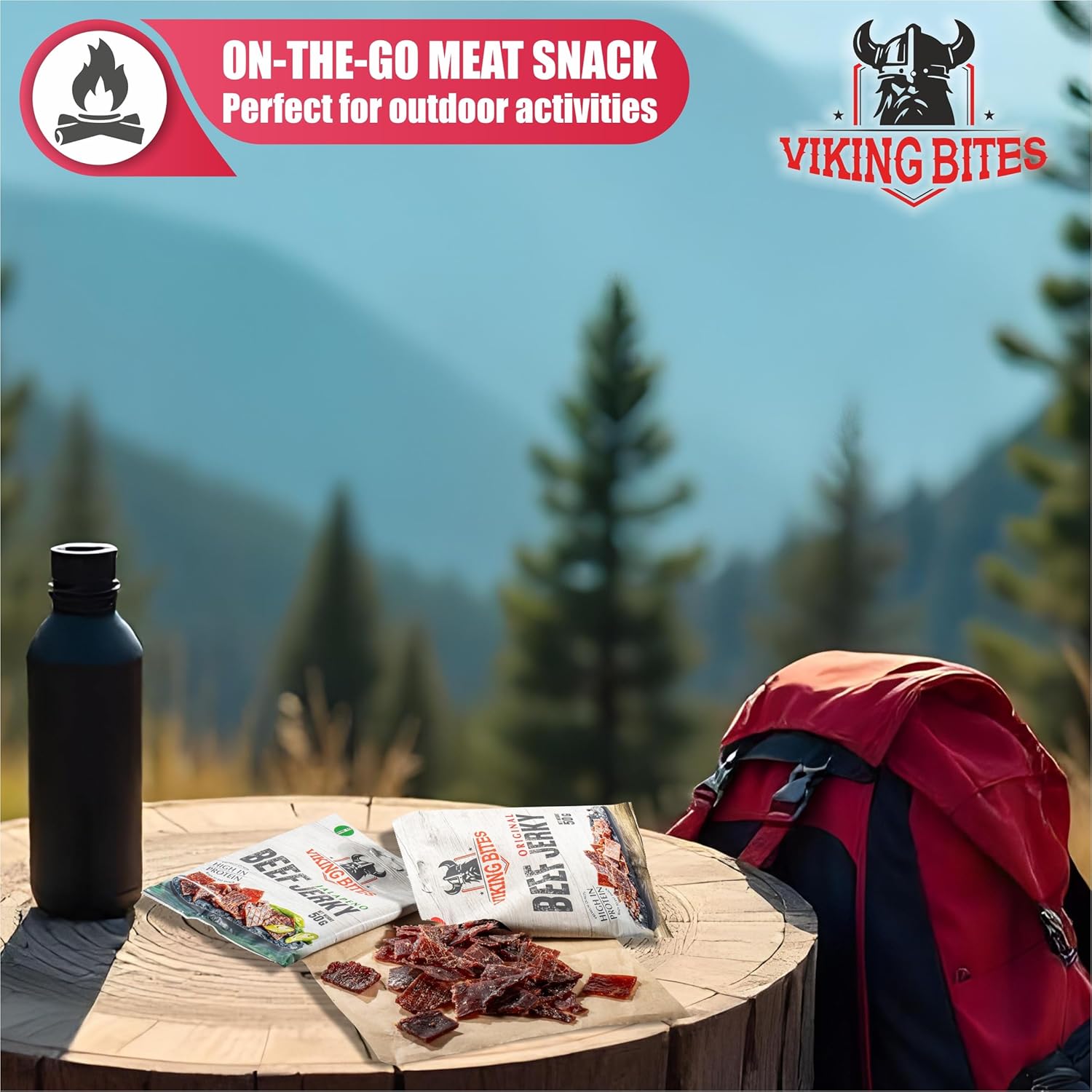Viking Bites Beef Jerky Teriyaki 400 g (8 x 50 g) - Dried Beef - Meat Snack with High Protein Content – Bild 6