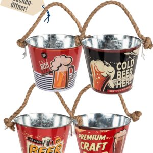 Out of the blue Metal Beer Bucket with Bottle Opener – Beer Cooler & Ice Bucket in Retro Design for Parties, Garden & Barbecues – Decoration & Gift Idea for Men