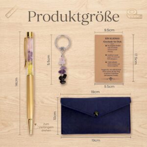 Birthday Gift for Women, Crystal Pen and Keyring Lucky Charm, Courage, Get Soon, Cheer Up Small Gifts for Best Mum Girlfriend Friend Dinnen Colleague Sister
