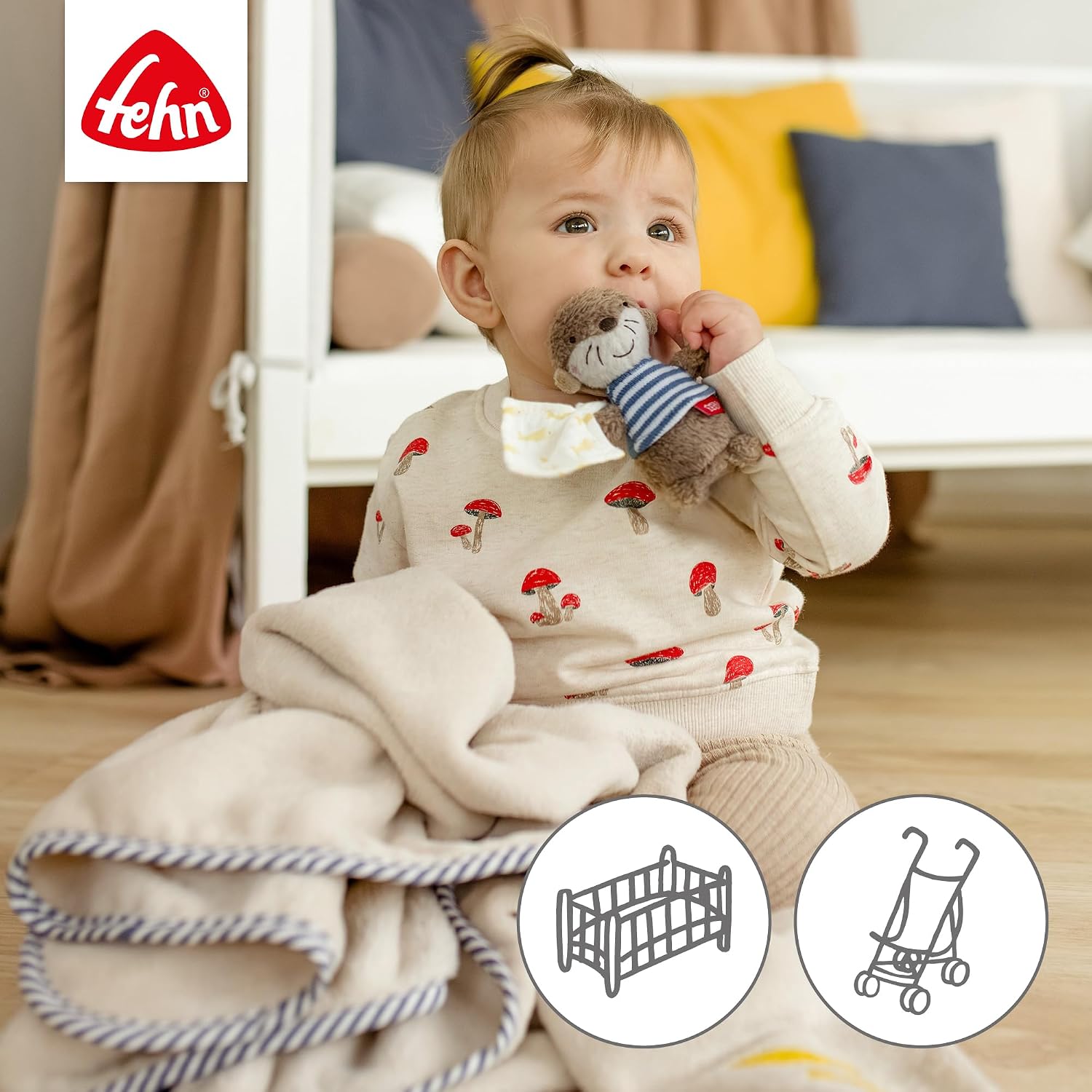 Fehn Otter Cuddly Blanket - Cuddly Blanket - for Cuddling, as a Crawling Mat, Cuddly Blanket or Blanket for Home and Travel – Bild 3